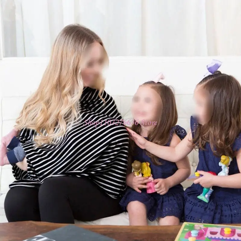 R6FD Enfermería Cubierta tapa bufanda Baby Baby Baby para canopy asiento chal rayas diagonales - imagen 2