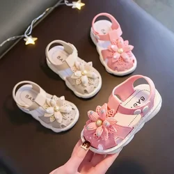 Zapatos de verano con lazo liso para niños, bonitas sandalias antideslizantes de PVC para playa, calzado suave para niñas, sandalias de moda para niños