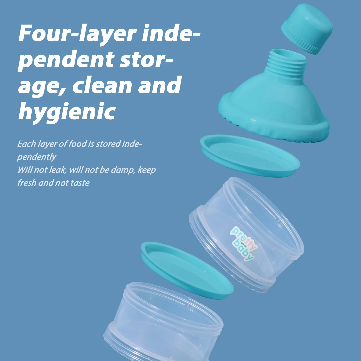 Caja de leche en polvo multicapa transparente desmontable de 4 capas, caja de aperitivos sellada, compartimento desmontable para leche en polvo para bebé - imagen 4