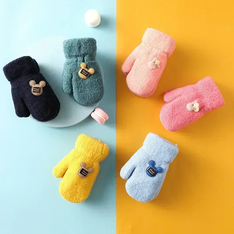 Manoplas para bebés de 1 a 6 años, guantes de invierno para niños recién nacidos, guantes gruesos de felpa de Mohair para niños y niñas - imagen 2