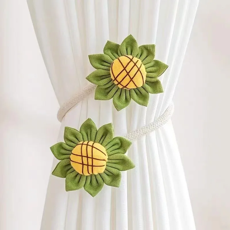 2 uds. Enzapaños de cortina torcidos de girasol minimalistas modernos, sin taladro ni bricolaje, accesorios bonitos y prácticos, añadir vibraciones alegres - imagen 4