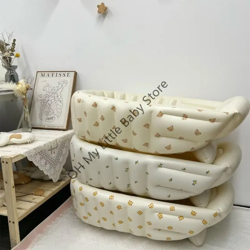 Bañera inflable para recién nacido M76C 35 pulgadas, bañera portátil para bebé con estampado Unisex, piscina viaje