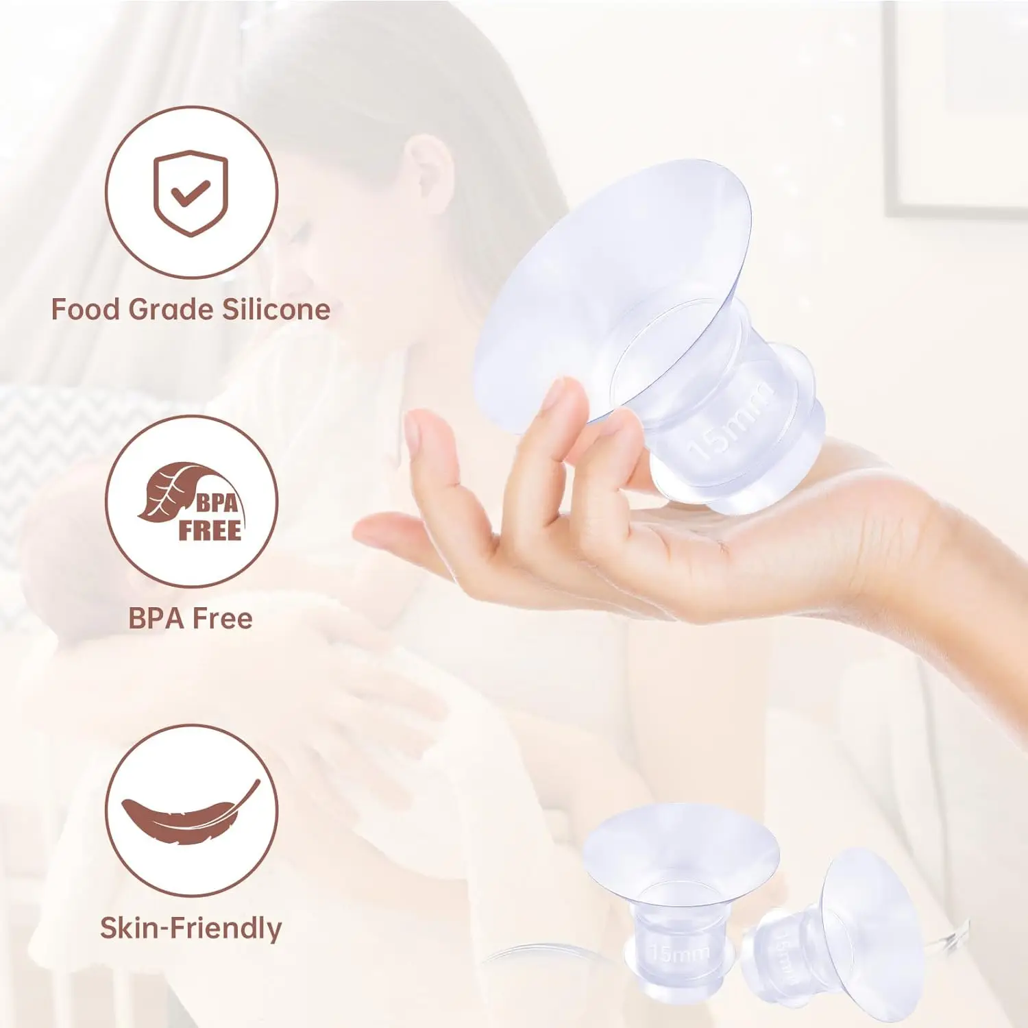 Insertos de brida 13/15/17/19/21 mm compatibles con Momcozy S12/S12pro/S9/S9 pro, para TSRETE/Spectra/Medela 24 Shield/Flanges - imagen 4