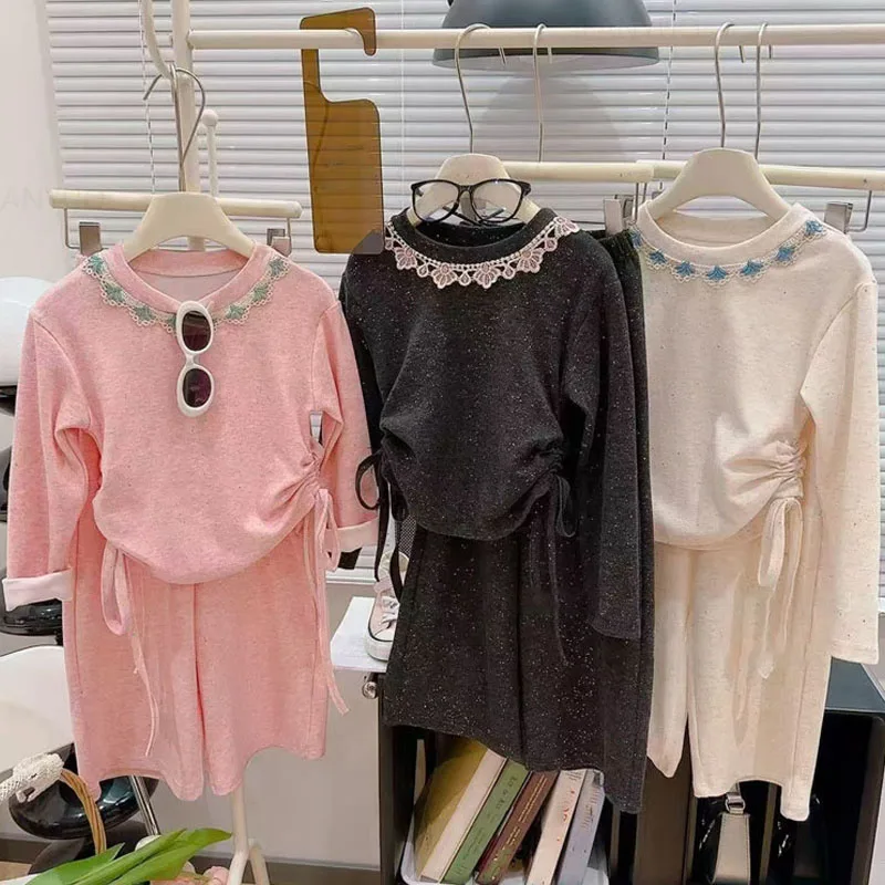 Conjunto otoño niña camisa manga larga pantalón cálido elegante