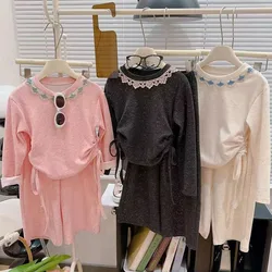 Conjunto otoño niña camisa manga larga pantalón cálido elegante