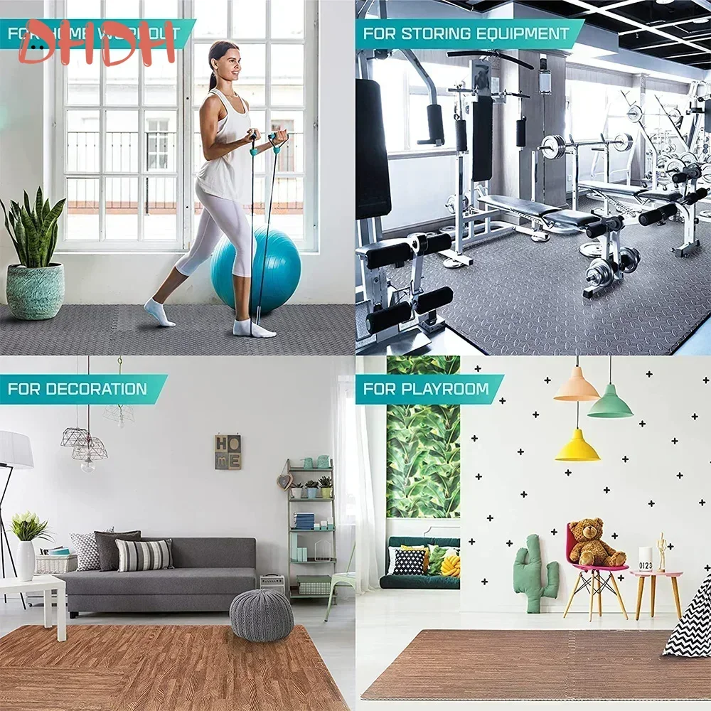 Alfombra de Fitness rompecabezas de 4 ~ 20 piezas, baldosas de espuma entrelazadas Eva para gimnasio en casa, estera de equipo de gimnasio en casa, estera de suelo antideslizante para niños - imagen 5