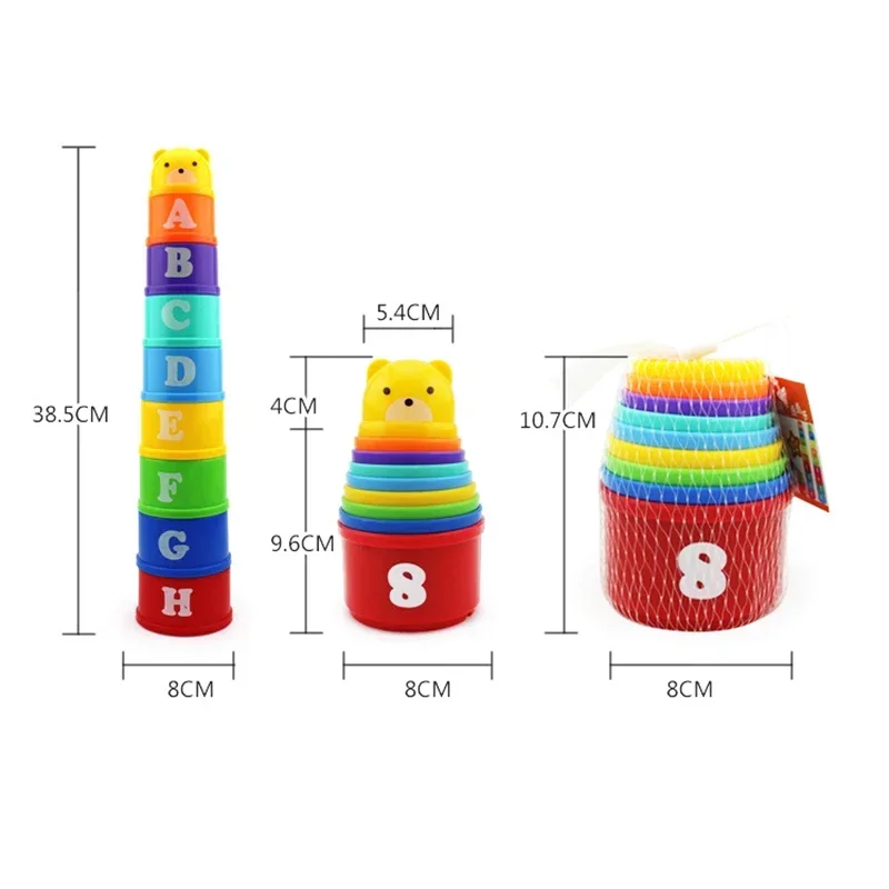 Juego de apilamiento educativo con tazas, números, letras y formas - imagen 5