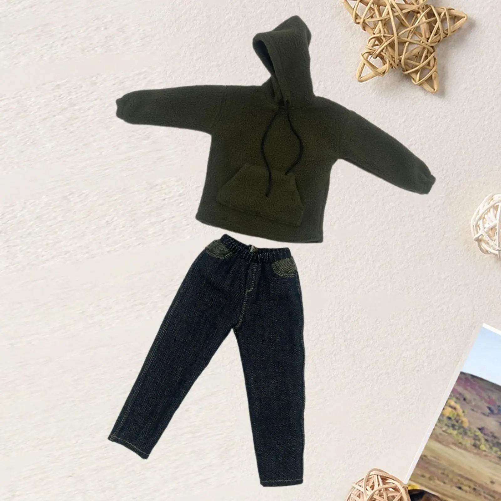 2 Pieces 1/6 Scale Hoodies and Jeans Garment Costume Miniature Clothing for 12 inch Male Figures Doll Model Dress up Accs 2 Pieces 1/6 Scale Hoodies and Jeans Garment Costume Miniature Clothing for 12 inch Male Figures Doll Model Dress up Accs