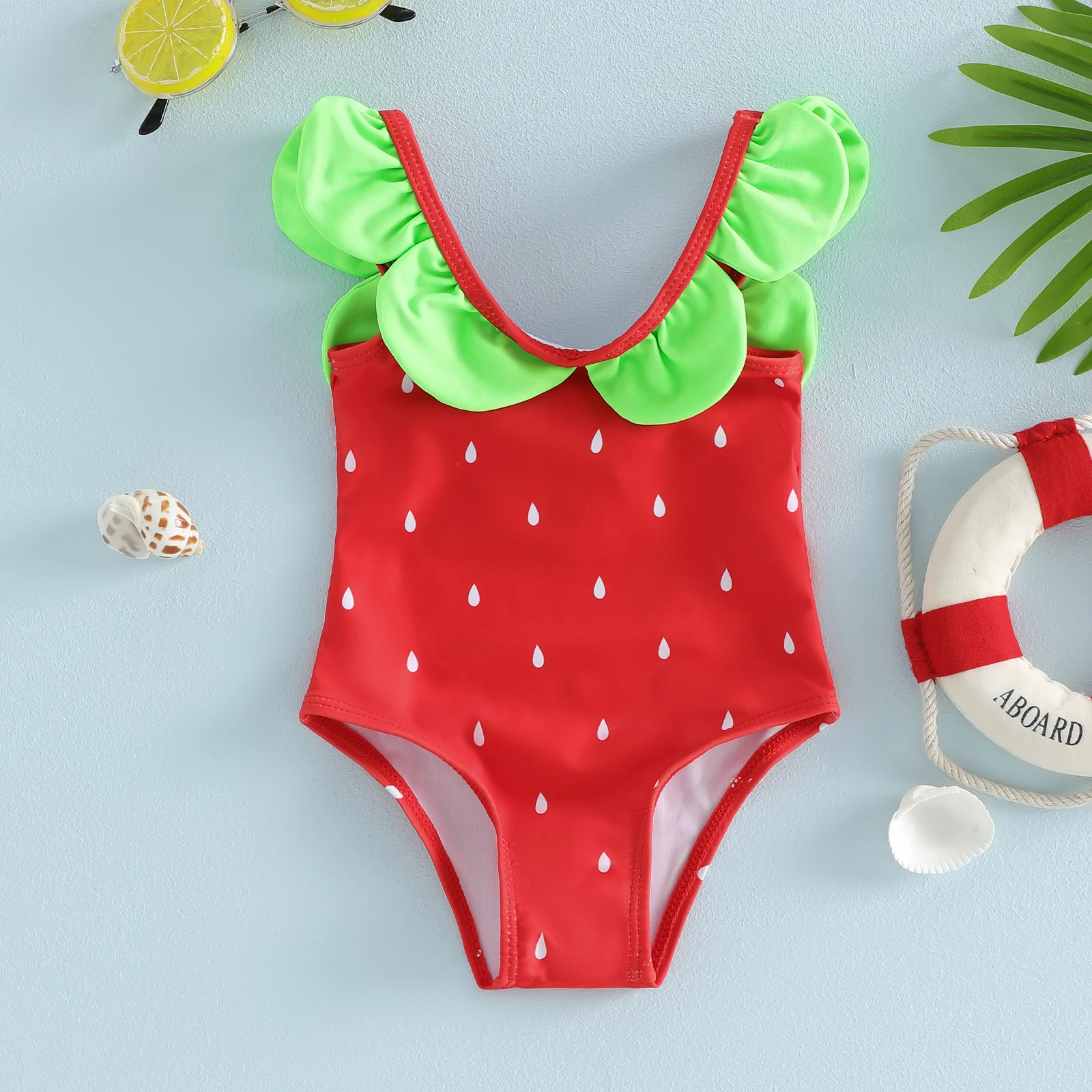 Bañador Tregren monokini infantil para niña – Estampado sandía ribete verde - imagen 3
