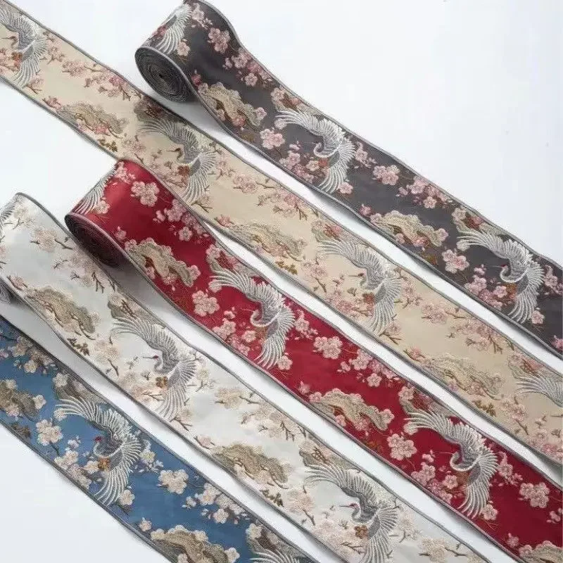 Nuevo Bordado de grulla china, accesorios de encaje Hanfu, cortina de empalme de estilo étnico, decoración, cinta para sofá, corte - imagen 3