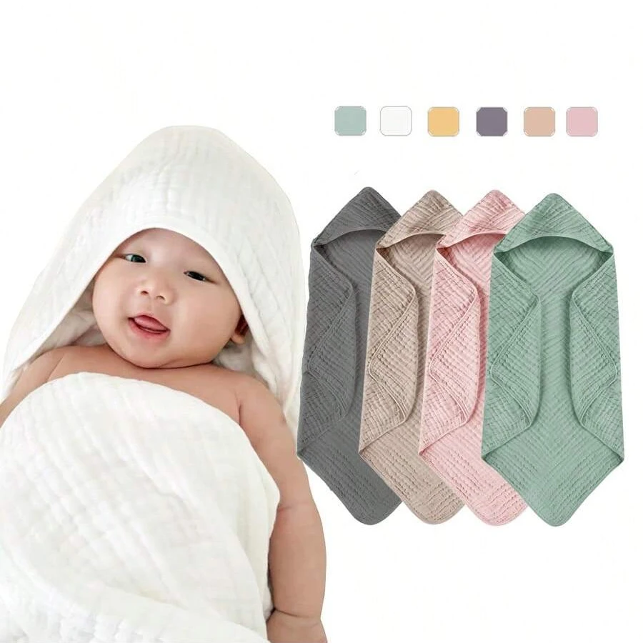Mantas envolventes de muselina para bebé, Toalla de baño con capucha para recién nacido, manta envolvente de gasa suave de algodón, Toalla de baño infantil, cosas envolventes para bebé