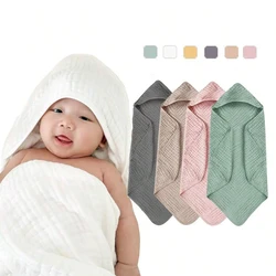 Mantas envolventes de muselina para bebé, Toalla de baño con capucha para recién nacido, manta envolvente de gasa suave de algodón, Toalla de baño infantil, cosas envolventes para bebé