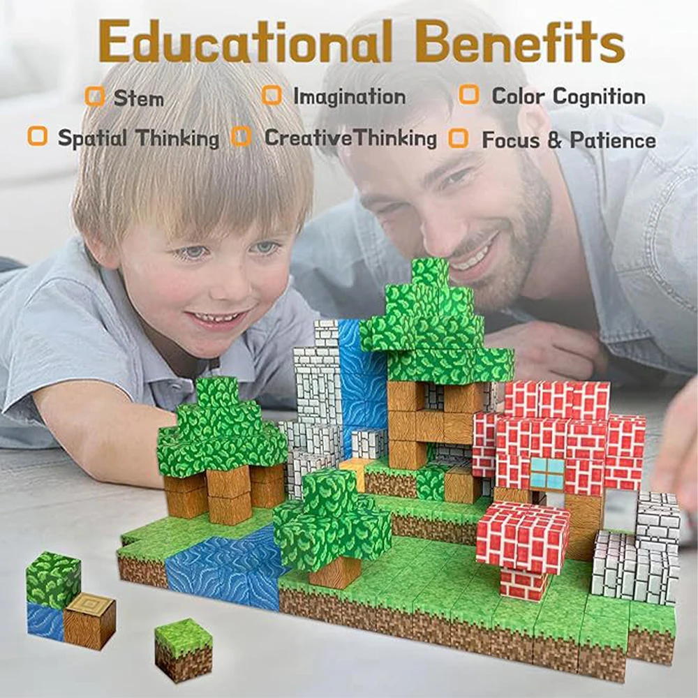 Bloques magnéticos para construir minas, juego de Portal mágico del mundo, juego de construcción magnética, juguete para niños pequeños, juguetes sensoriales STEM - imagen 4