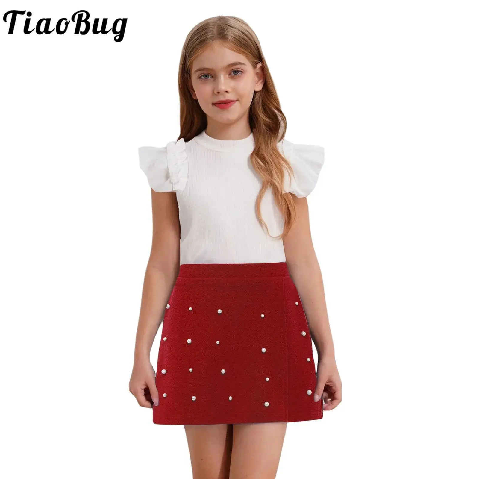 Conjunto de verano para niña: top y falda culotte