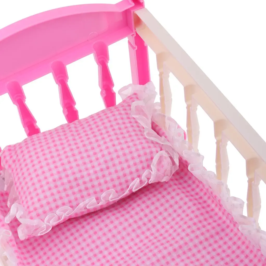  Crib Bed Model Simulation Furniture Model for inch Doll Kids Pretend Play Toy