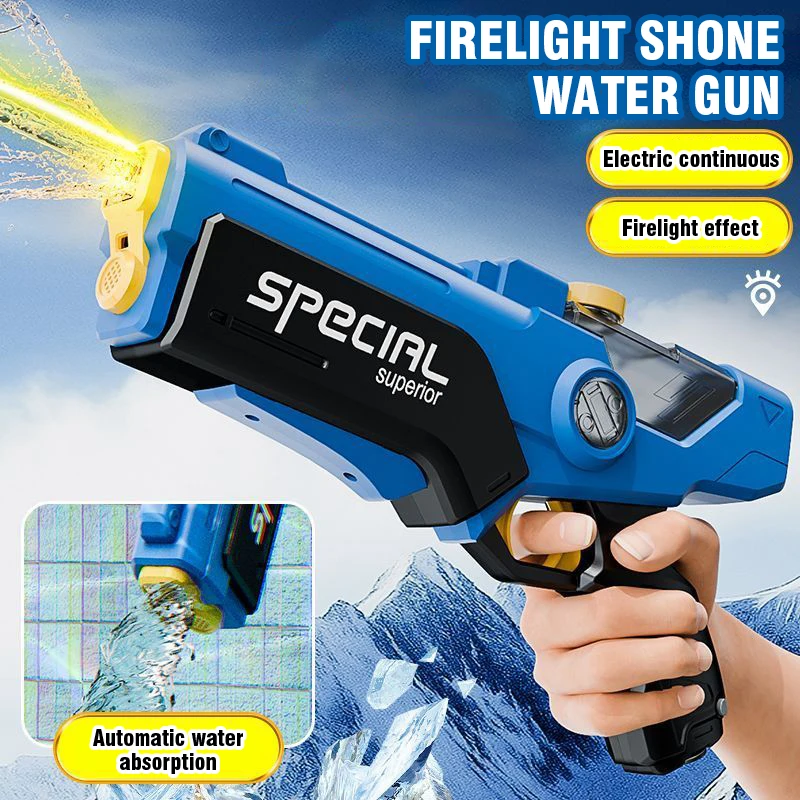 Pistola de agua eléctrica, pistola de disparo continuo con luz, absorción automática de agua, gran capacidad, portátil, para playa y exteriores, Navidad - imagen 3