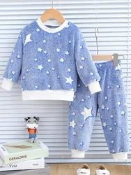 Conjunto de felpa con estrellas para bebé – Pijama de invierno suave