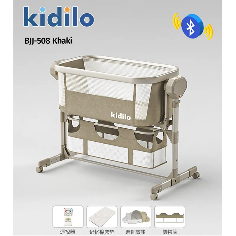 Kidilo cuna portátil plegable eléctrica con barandillas - imagen 4