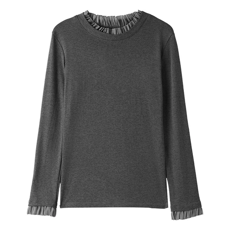 Camiseta de encaje con cuello levantado para mujer, Top de capas elegante de gama alta de manga larga para otoño/invierno, Halloween, para uso interior o exterior