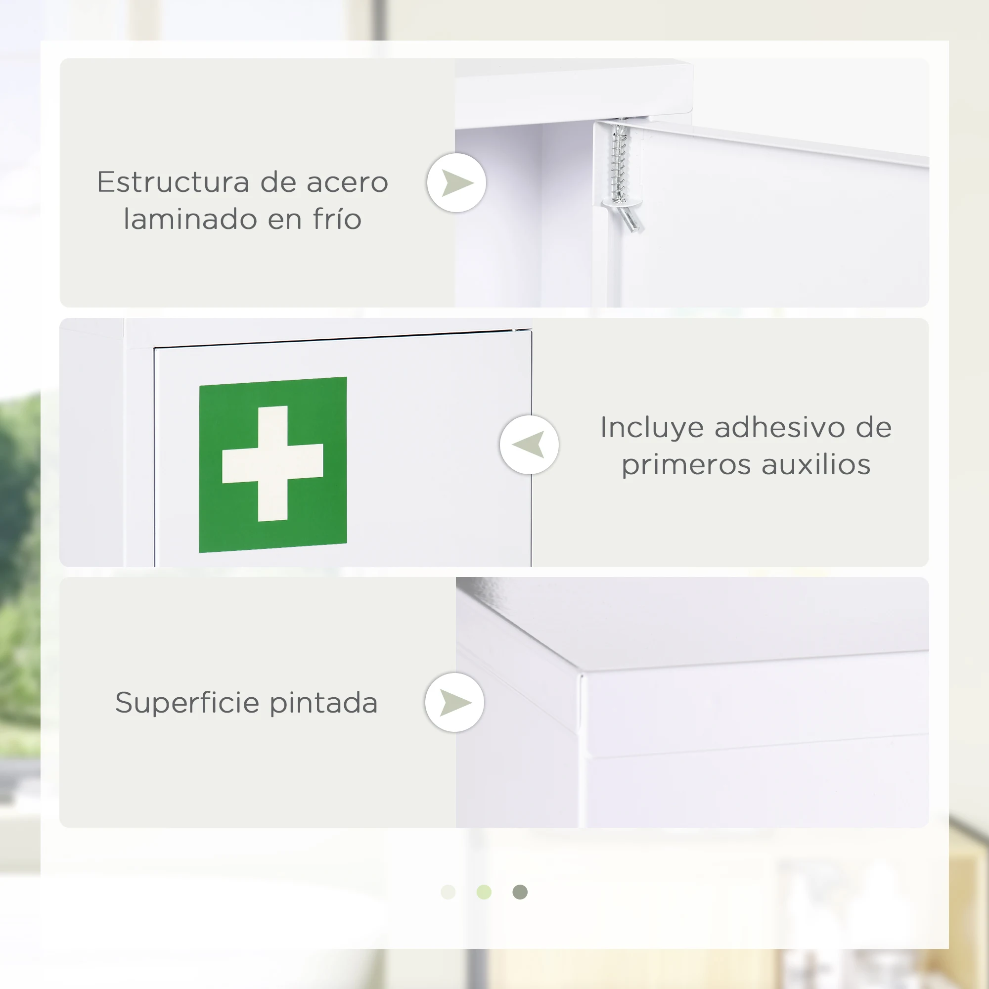 kleankin Armario Botiquín de Pared Armario de Medicinas de Acero Armario de Primeros con 2 Estantes de Almacenamiento y 2 Llaves para Baño 30x14x46 cm Blanco - imagen 3