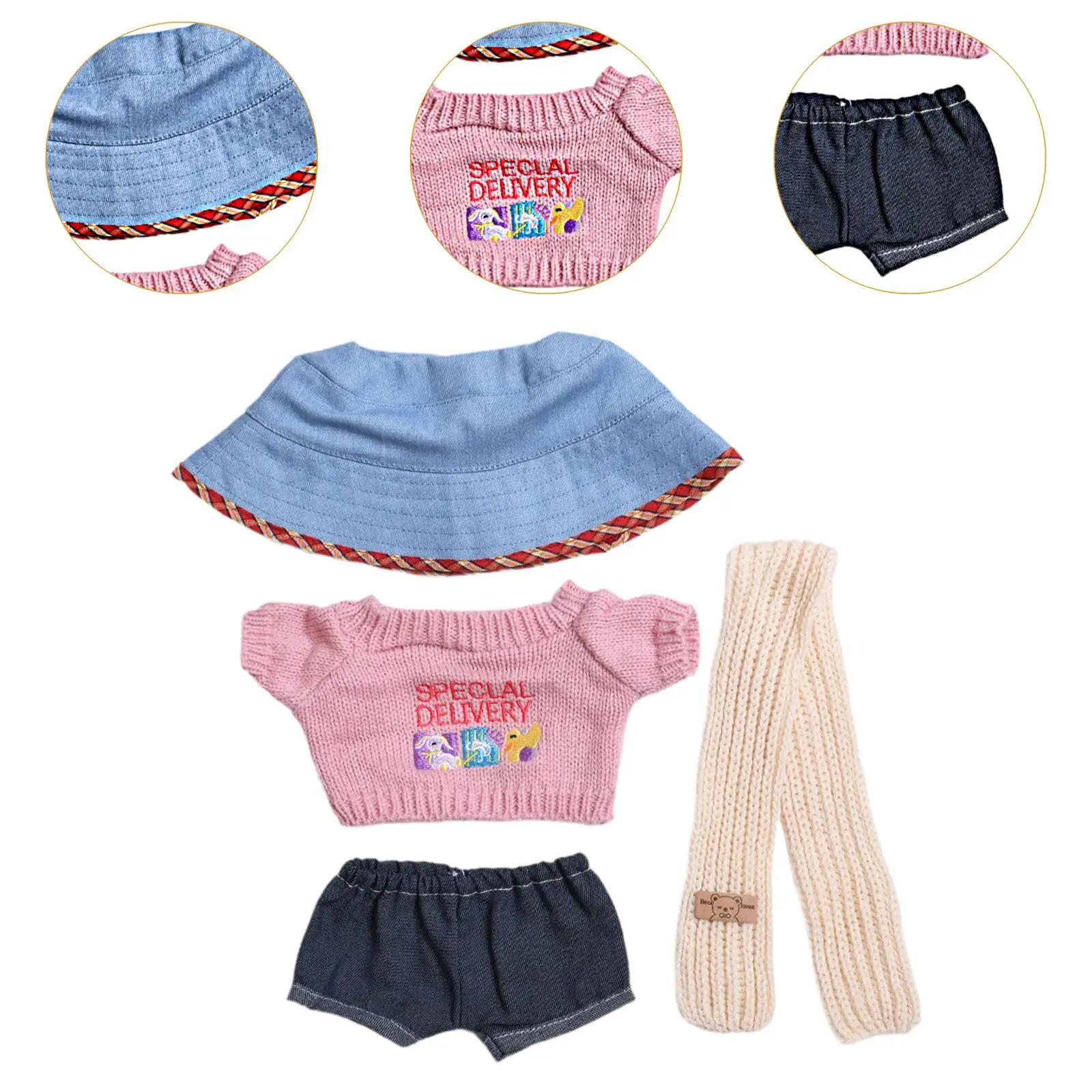 4Pcs Mini Doll Outifits DIY Dress up Collectible Girl Doll Clothes Doll Clothing for 38cm Plush Dolls Gift for Little Girls
