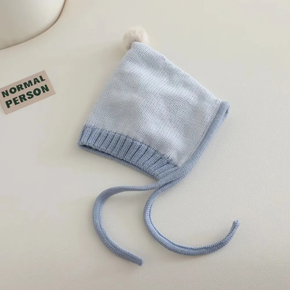 Gorro de punto bonito para invierno, gorro cálido y suave para niños pequeños, gorro grueso con cordones para niños y niñas - imagen 4
