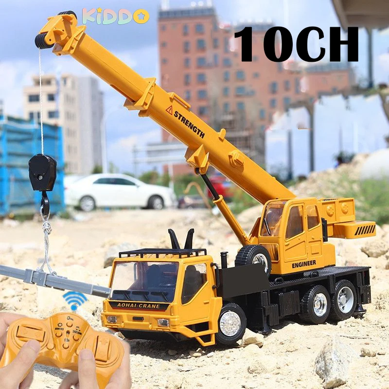 1:24 RC camión Bulldozer rueda pala cargadora Tractor modelo coche de ingeniería 10 canales coches controlados por Radio juguetes para niños regalos