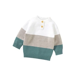 Jersey de punto suave para niño pequeño – Cuello redondo y manga larga