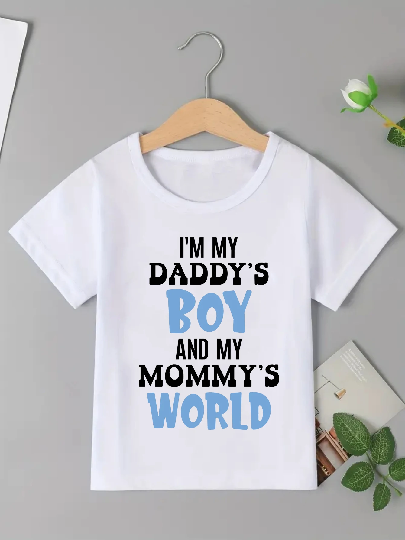 Camiseta con estampado de letras I Am My Daddy'S Boy And My Mommy'S World, ropa Kawaii para niños, camiseta para niños pequeños, camiseta de verano - imagen 2