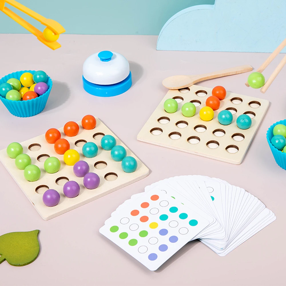 Juguete de cuentas con Clip de madera Montessori para niños, entrenamiento de Motor fino, clasificación de colores, juguetes educativos de Aprendizaje Temprano a juego - imagen 4