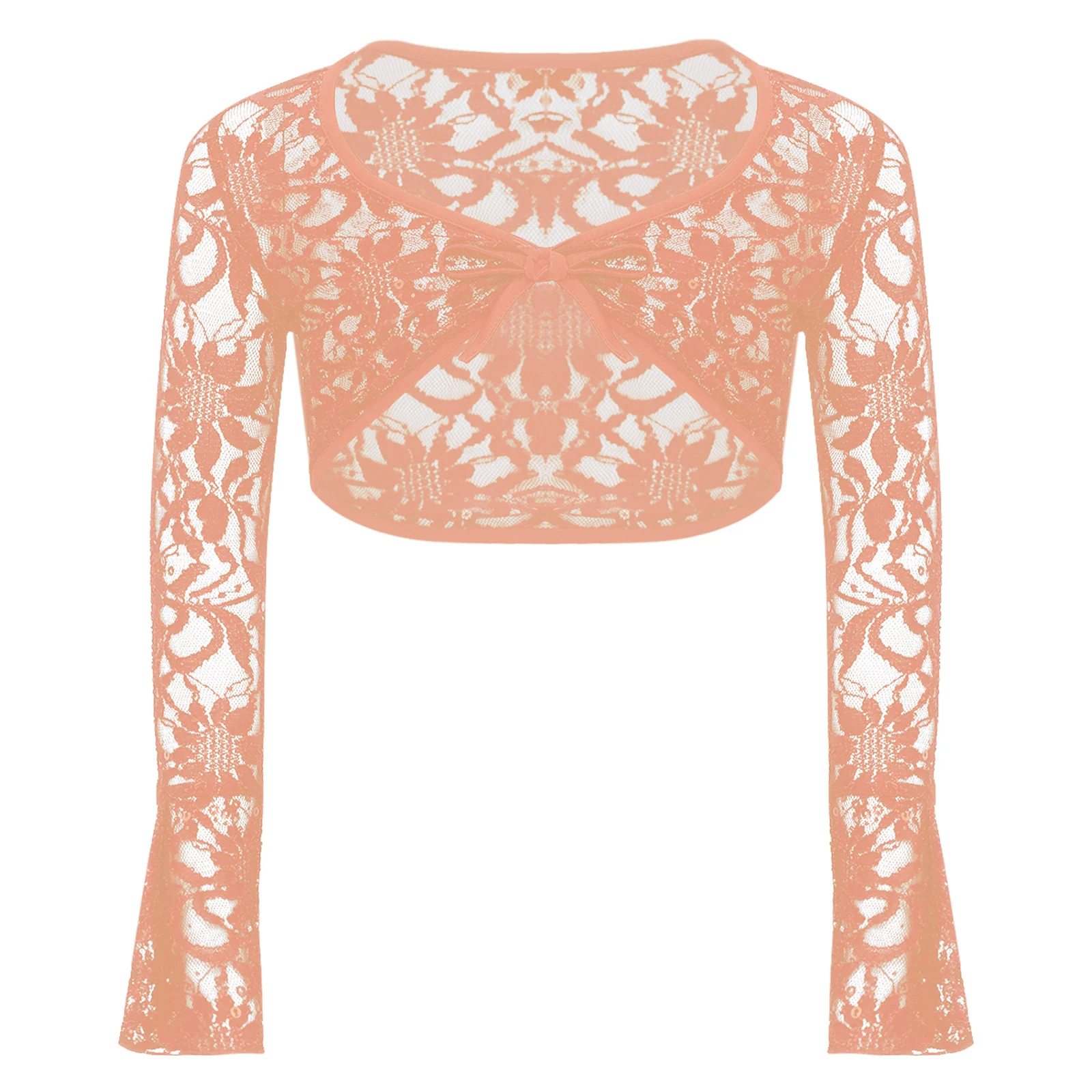 Bolero de ballet encaje floral para niñas – Manga larga acampanado - imagen 3