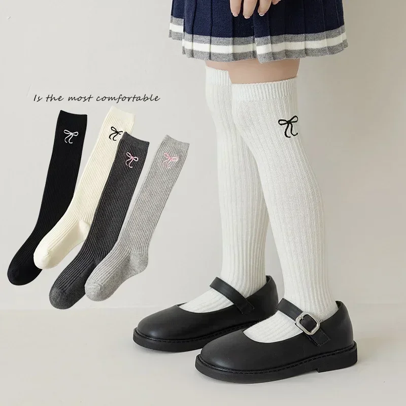 1 par de calcetines de moda coreana para niños y niñas JK Lolita bordado arco hasta la rodilla calcetín escolar primavera otoño - imagen 4