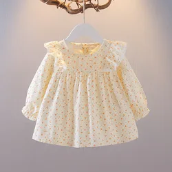 Camisa floral de algodón para niñas - Manga larga, primavera y otoño