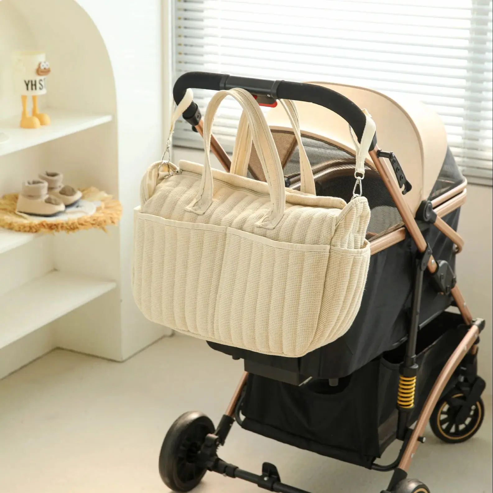 Bolsa de pañales para bebé a la moda, bolso de diseñador de lujo para mujer, bolso de mano para mamá, bolsa de lactancia multifuncional impermeable, organizador para bebé