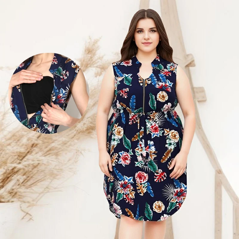 Vestido para lactancia, vestido de verano para mujeres embarazadas, sin mangas, suelto, vestido de maternidad para embarazo, vestido de lactancia de corte a para lactancia - imagen 2