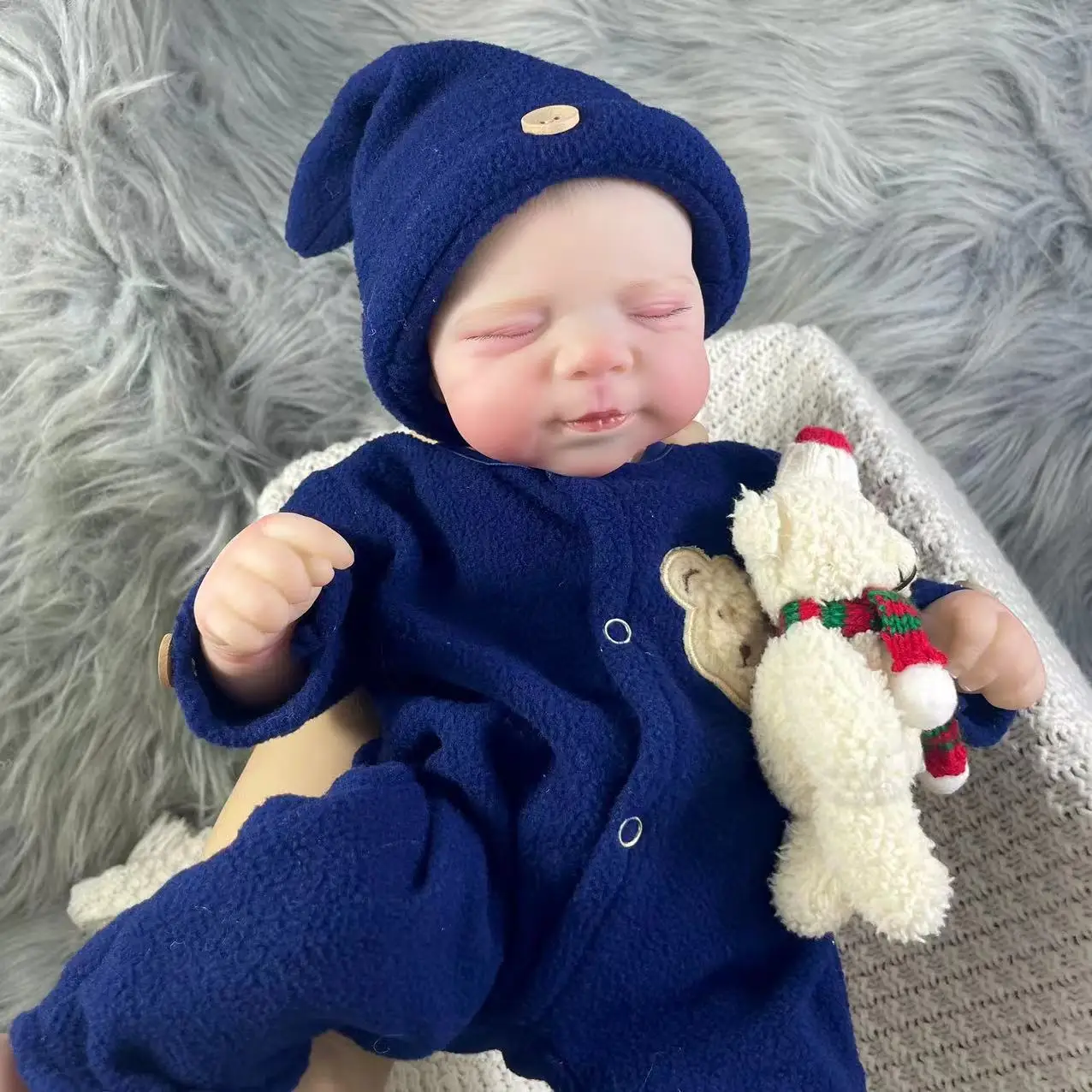 Muñeca Reborn Adorable de 18 pulgadas, muñeca realista para recién nacido, hecha a mano, tono de piel 3D, venas visibles, regalo de Navidad, muñeca de juguete - imagen 3