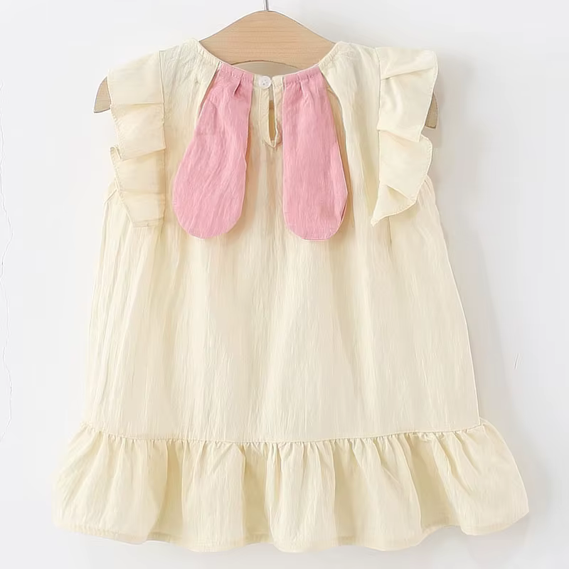 Vestido niña algodón sin mangas – Dibujos animados bolso flores - imagen 2