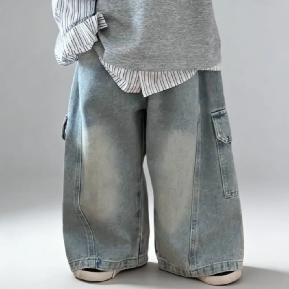 Pantalones cargo de mezclilla para niño – Jeans anchos cómodos - imagen 4