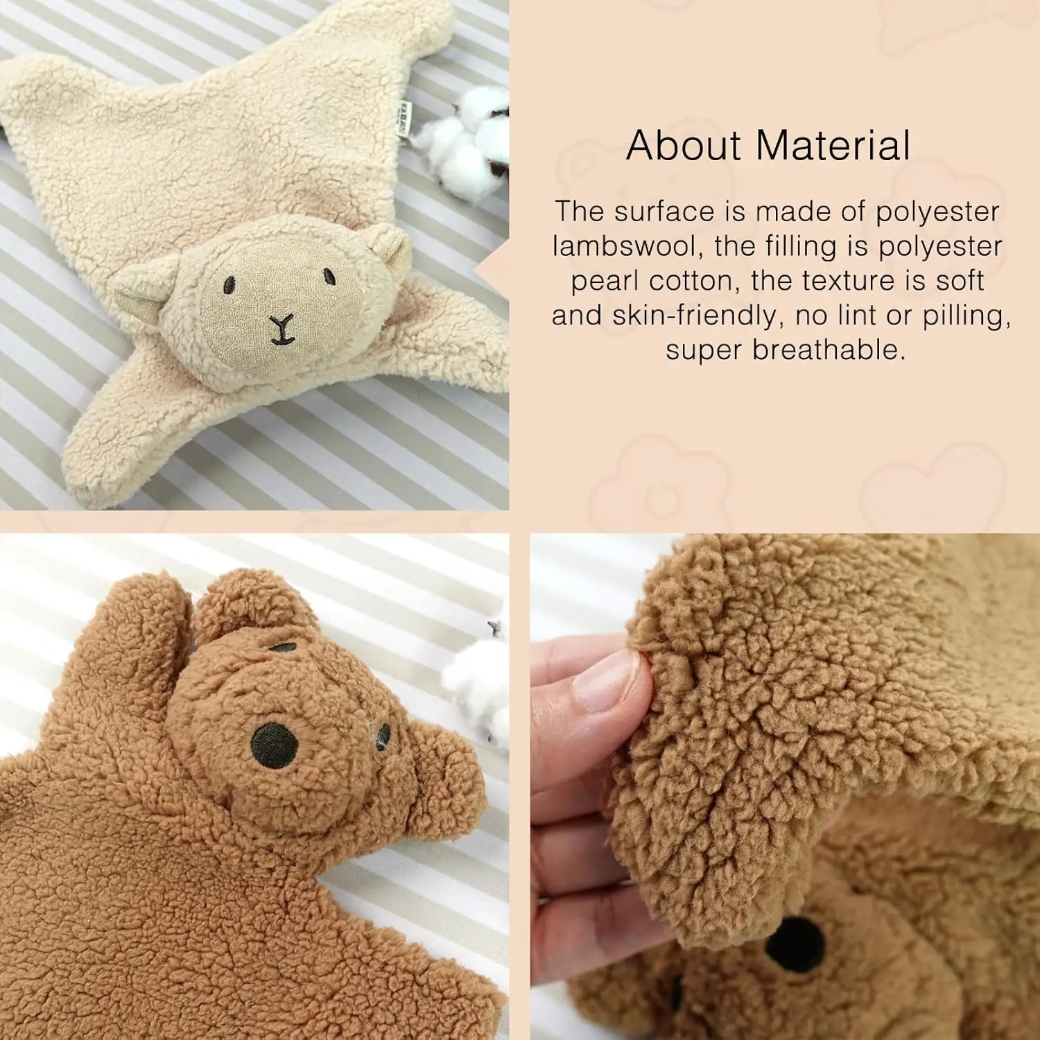 Toalla cómoda para bebé, edredón de algodón, manta suave para recién nacido, muñecas para dormir, juguete para dormir a la moda, Baberos de toalla calmantes, 1 Uds. - imagen 4
