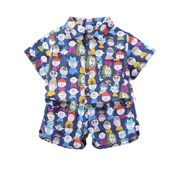 Nueva ropa de verano para bebés, traje para niños, camisa, pantalones cortos, 2 unids/set, ropa para niños pequeños, disfraz informal de dibujos animados, chándales para niños