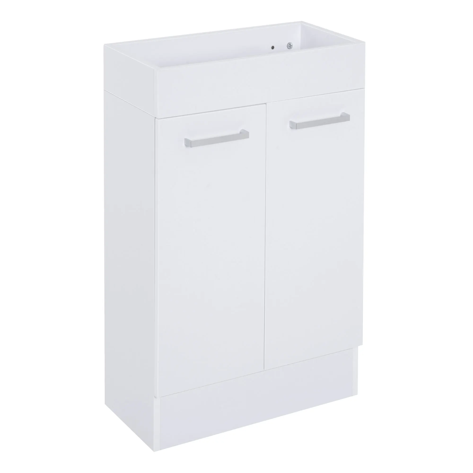 kleankin Mueble Baño con Lavabo Cerámico Mueble Bajo Lavabo con 2 Puertas Estilo Moderno Carga 50 kg 50x86x25 cm Blanco