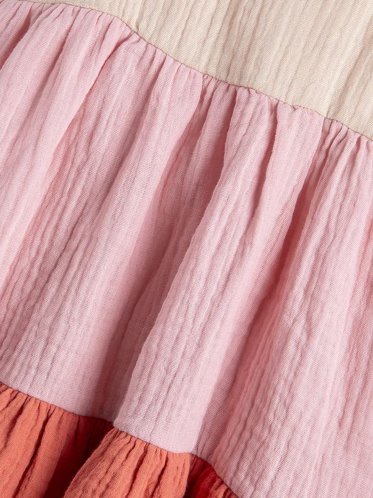 Vestido veraniego de algodón para bebés con mangas volantes - imagen 2