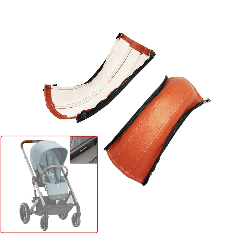 Funda de cuero PU para cochecito Cybex Balios S, funda protectora para pasamanos de mamá, cubierta de barra de empuje para cochecito de bebé con cremallera