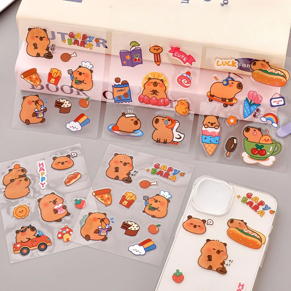Emoticones de capibara, pegatinas de grafiti impermeables para casco, bicicleta, cuenta de mano, estuche para lápices, calcomanías - imagen 5