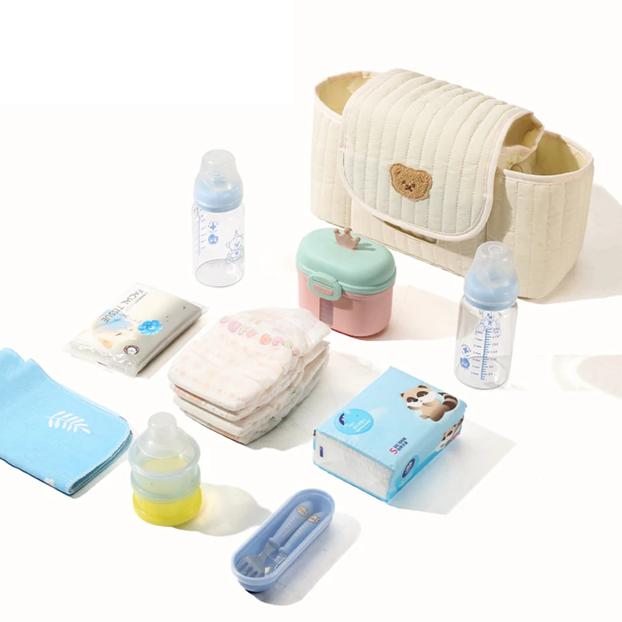 Bolsa de mamá Corea lindo oso portátil multifuncional cochecito bolsa de pañales bolsas de almacenamiento de maternidad suave organizador de pañales de bebé - imagen 3