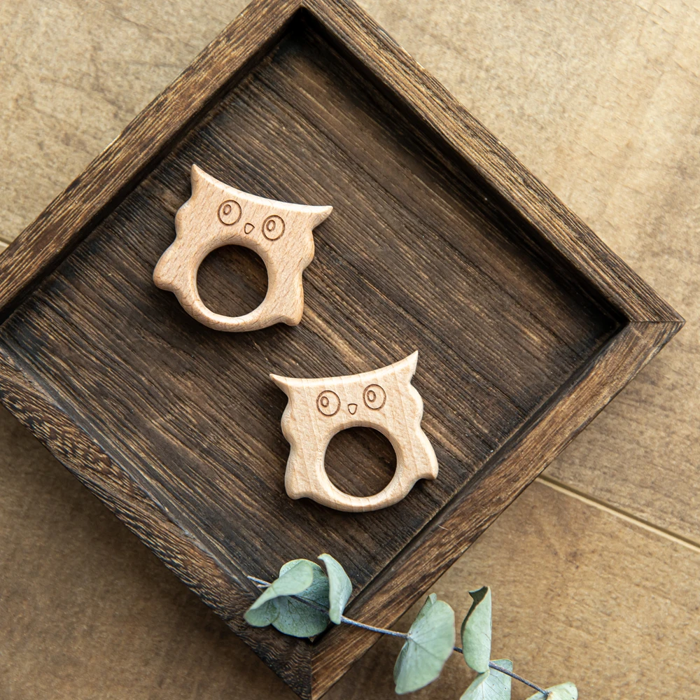 Mordedor y sonajero de madera para bebés sin BPA, erizo - imagen 5
