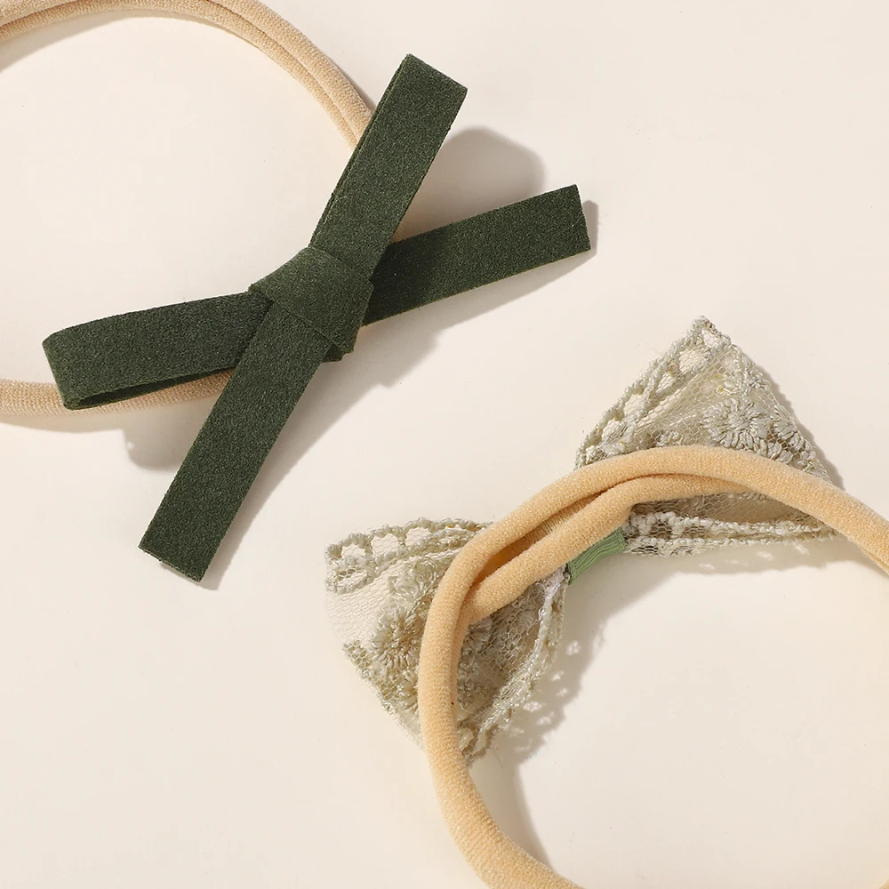 5 unids/set suave accesorios para el cabello de bebé diadema de flores de encaje lazos de algodón de nailon para niñas recién nacidas niños pequeños bandas para el cabello estampadas - imagen 5