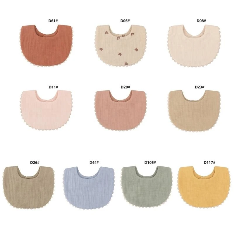 Baberos para recién nacidos, paños para eructar, cosas para bebés, Bandana para alimentar babas, toalla para Saliva, babero de Color sólido con volantes para niños pequeños, accesorios para bebés - imagen 2