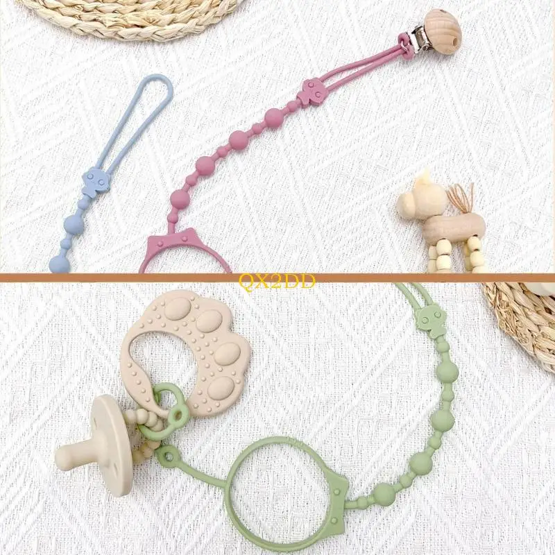 Portachupetes de silicona con mordedor y clip para bebés - imagen 5