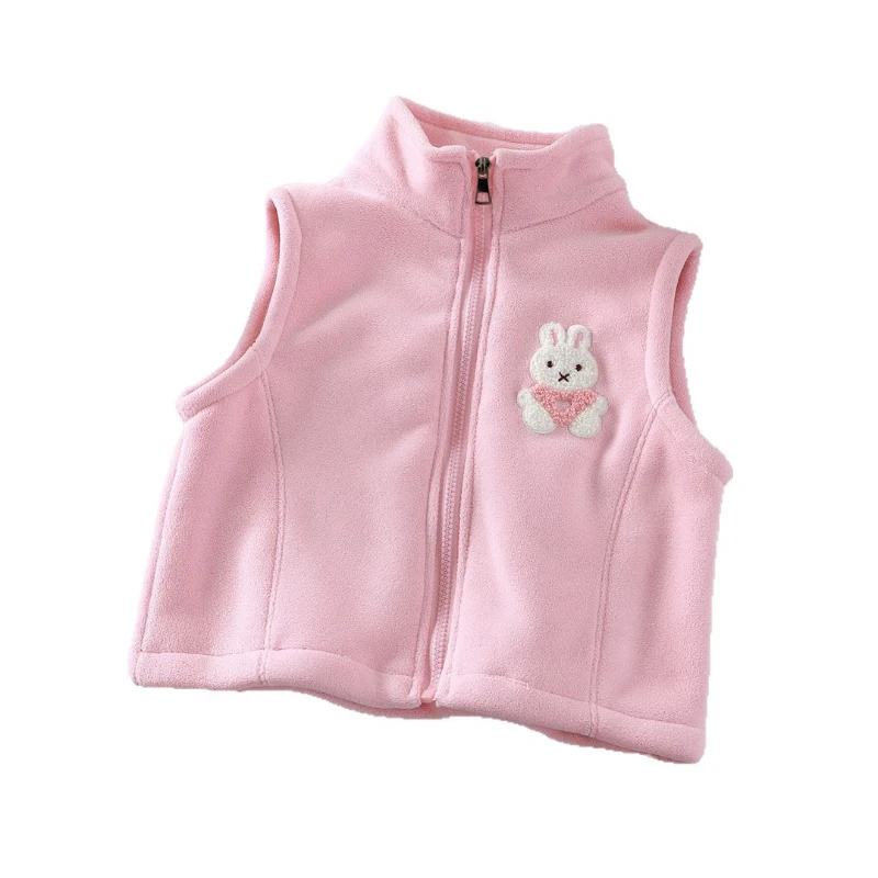 Chaleco infantil con forro polar de otoño/invierno: lindo cárdigan con cremallera y cuello alto: ropa de abrigo cálida, suave y acogedora para niños y niñas